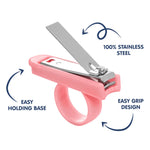 Hopop Nail Clipper Cutter with Finger Grip - Pink