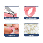 Hopop Nail Clipper Cutter with Finger Grip - Pink