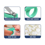 Hopop Nail Clipper Cutter with Finger Grip - Green