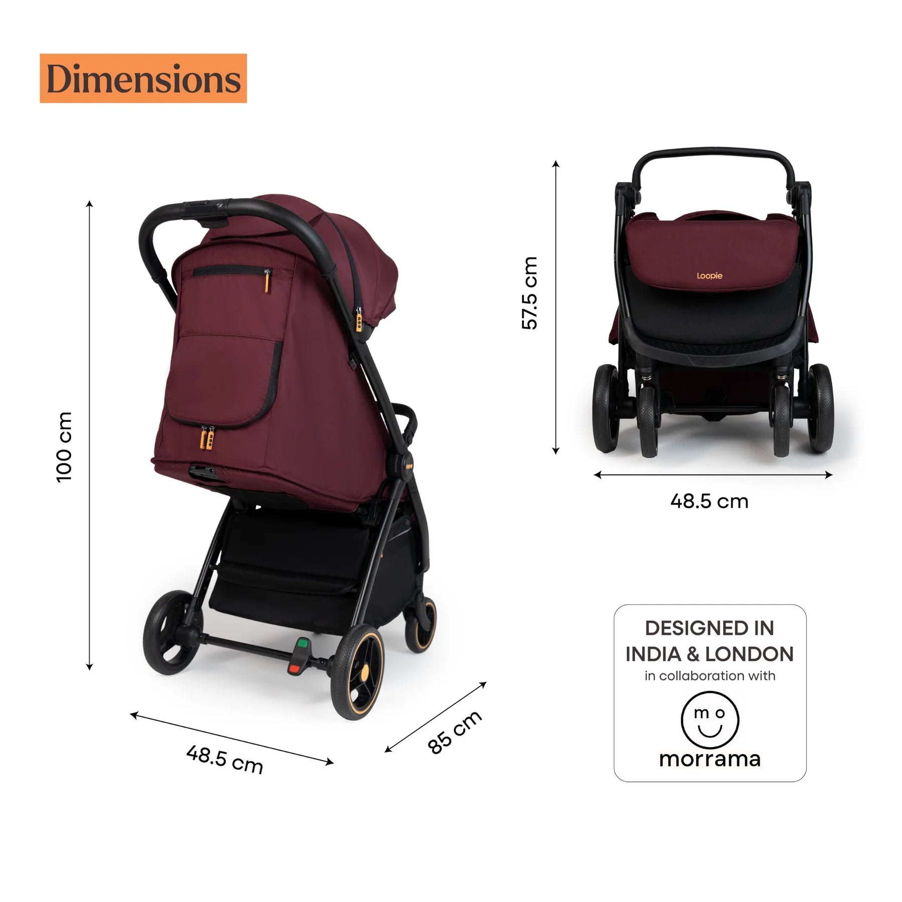 Loopie Hop Baby Stroller - Maroon Mulberry