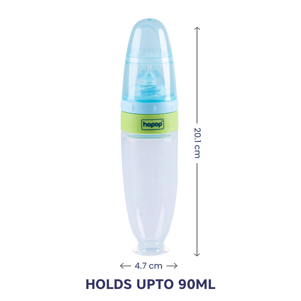 Hopop Soft Squeezy Silicone Food Feeder - 90 ml - Blue