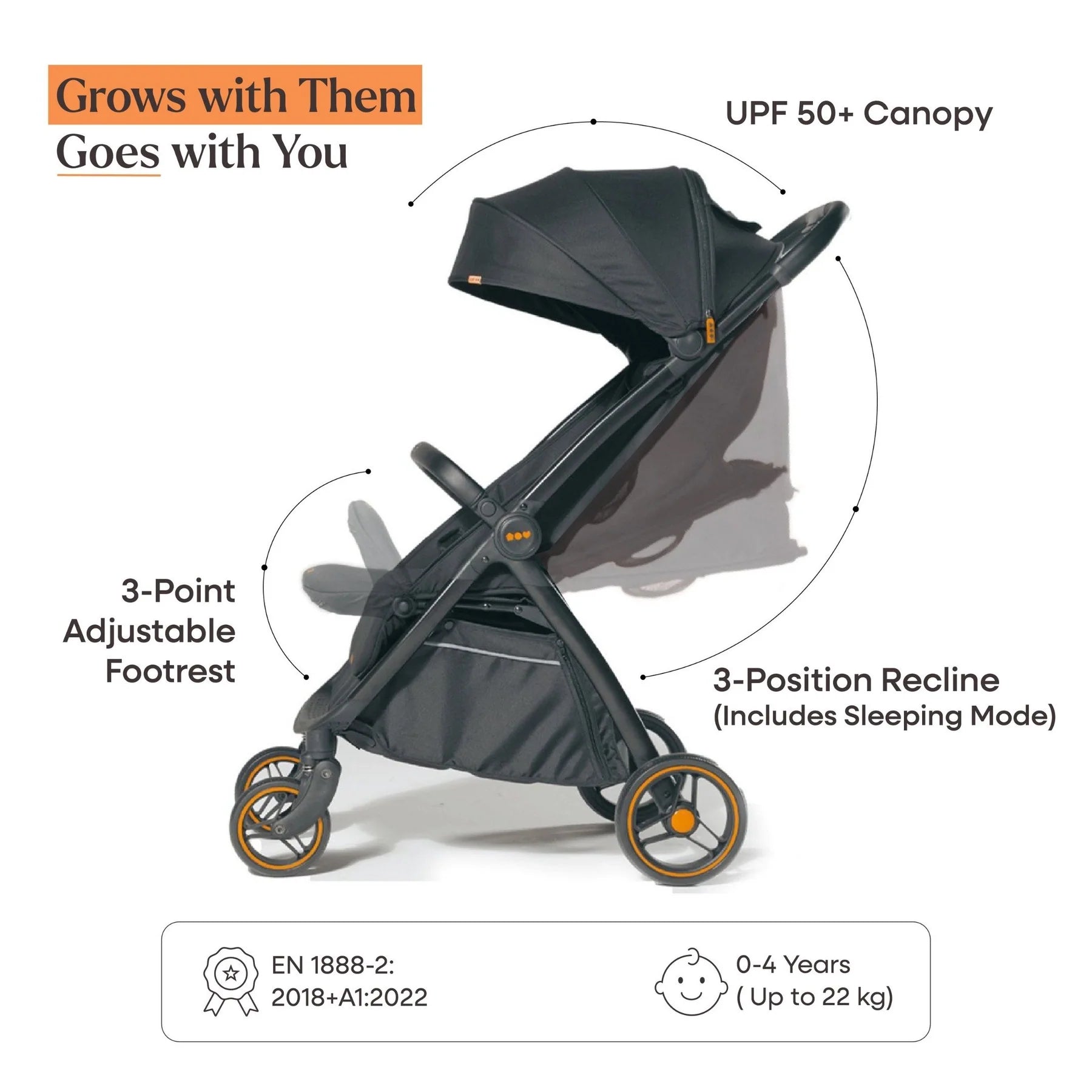 Loopie Hop Baby Stroller - Black Charcoal