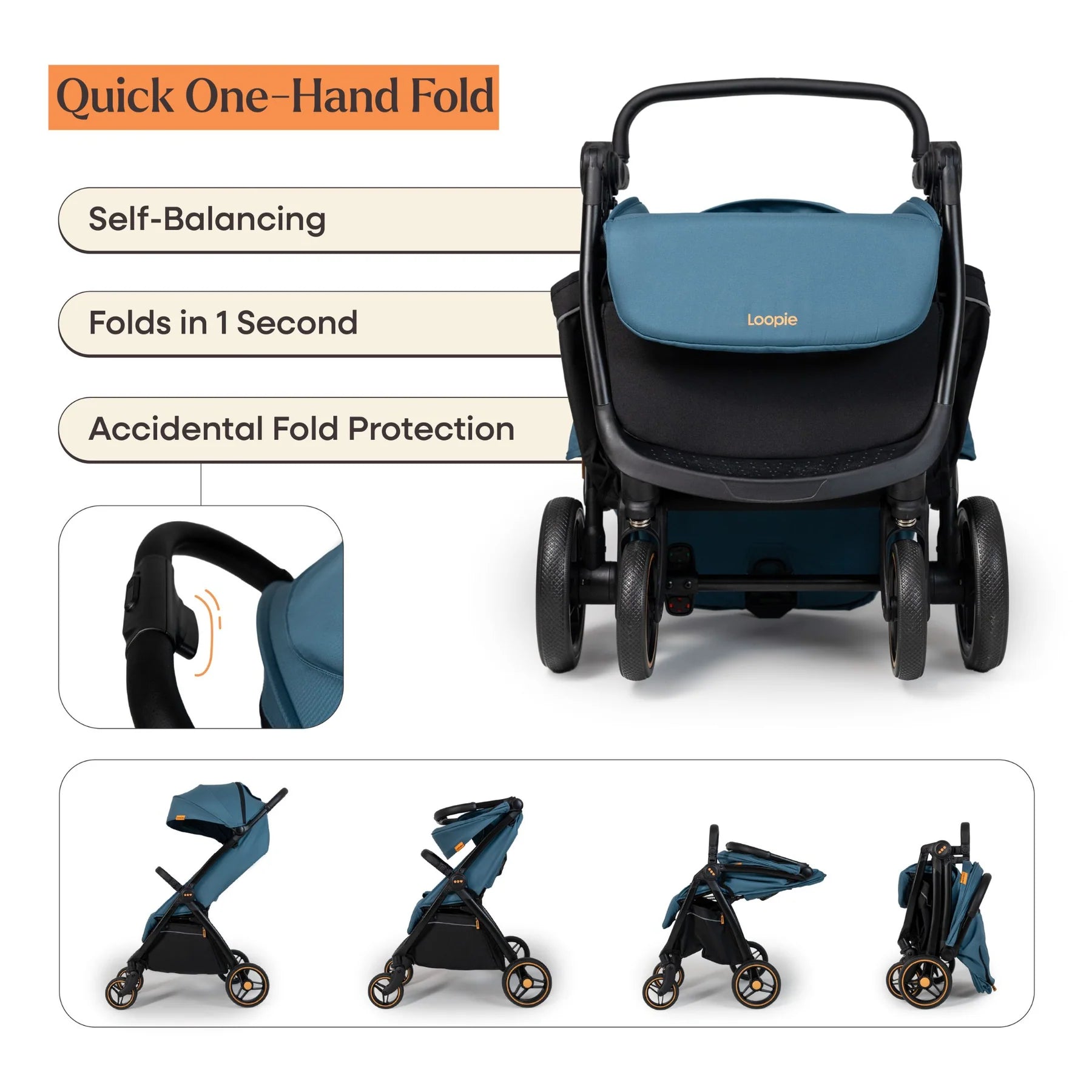 Loopie Hop Baby Stroller - Blue Jade