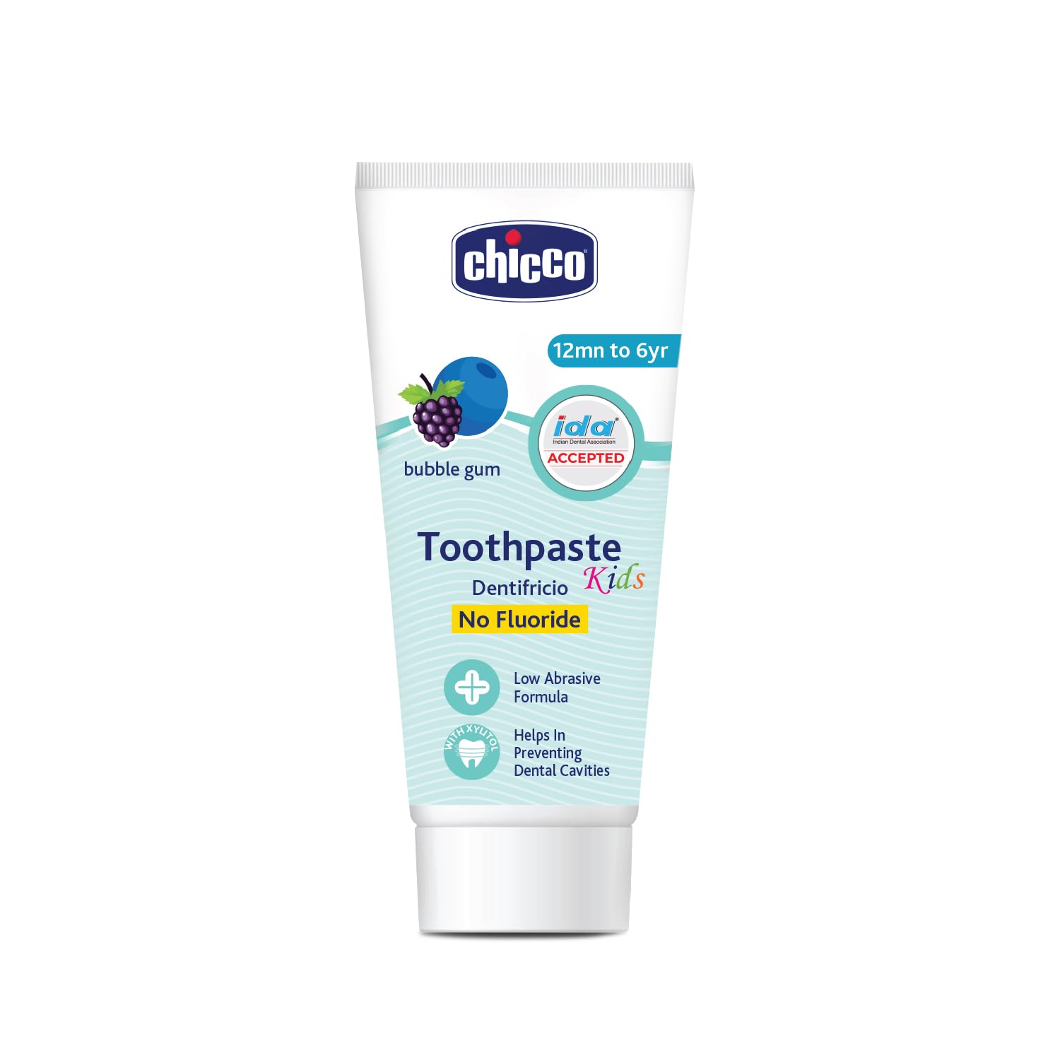 Chicco Tooth Paste Bubble Gum No Fluoride - 12M to 6Y - 50g