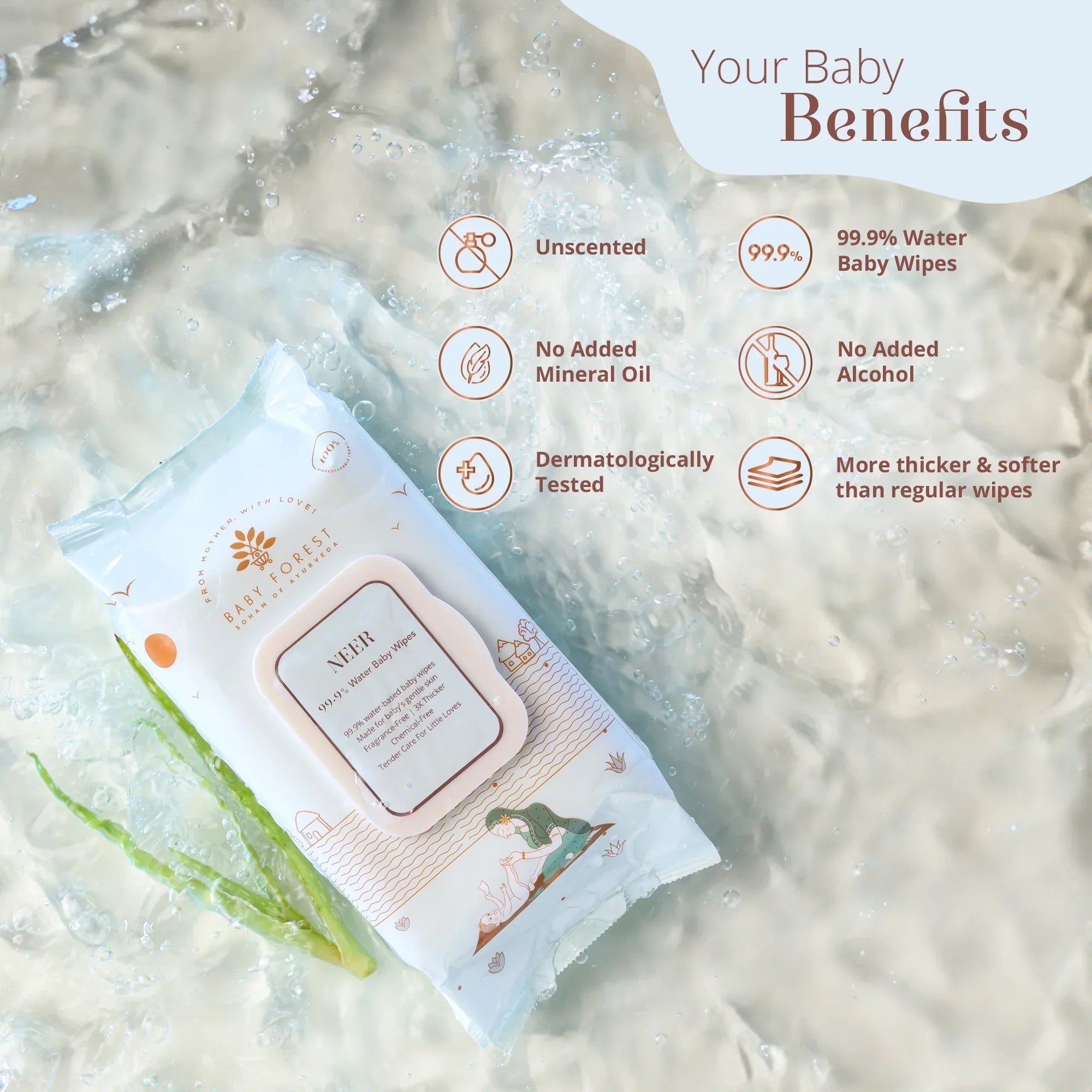 Baby Forest Neer 99.9% Water Baby Wipes - 72pcs