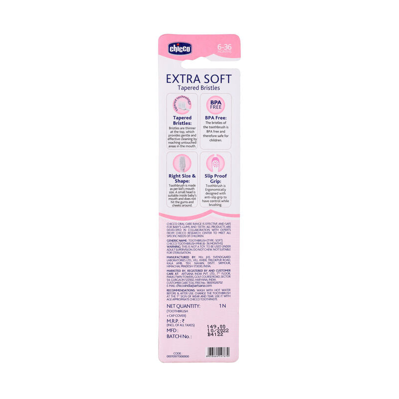 Chicco Toothbrush - Pink - 6M to 36M