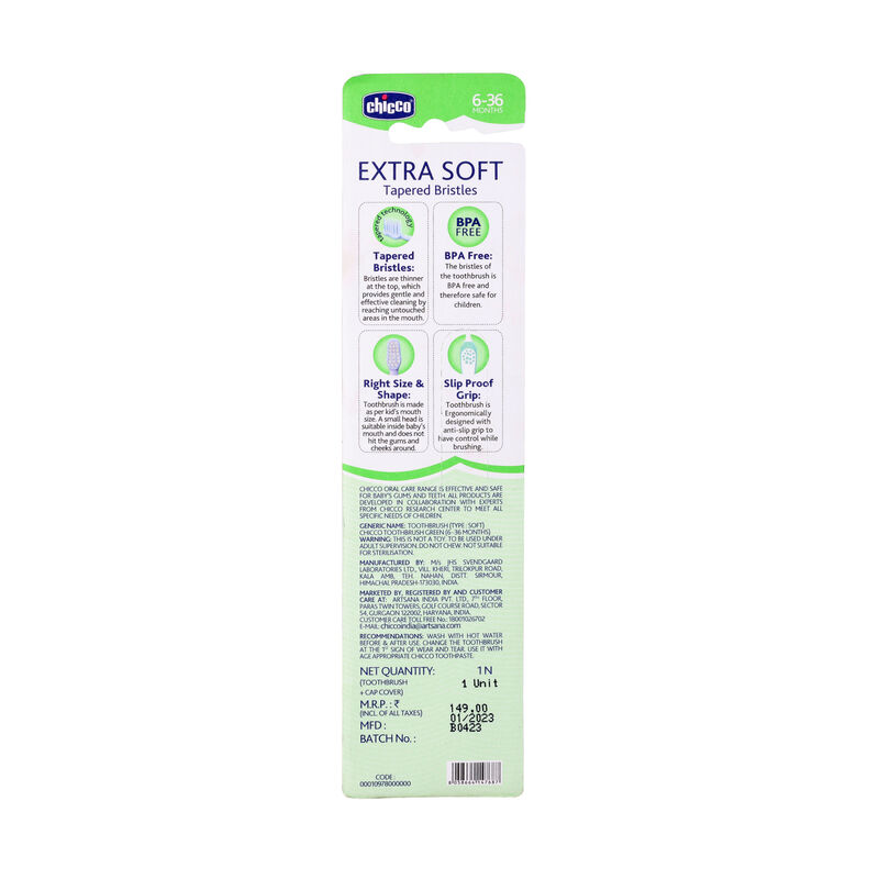 Chicco Toothbrush - Green - 6M to 36M
