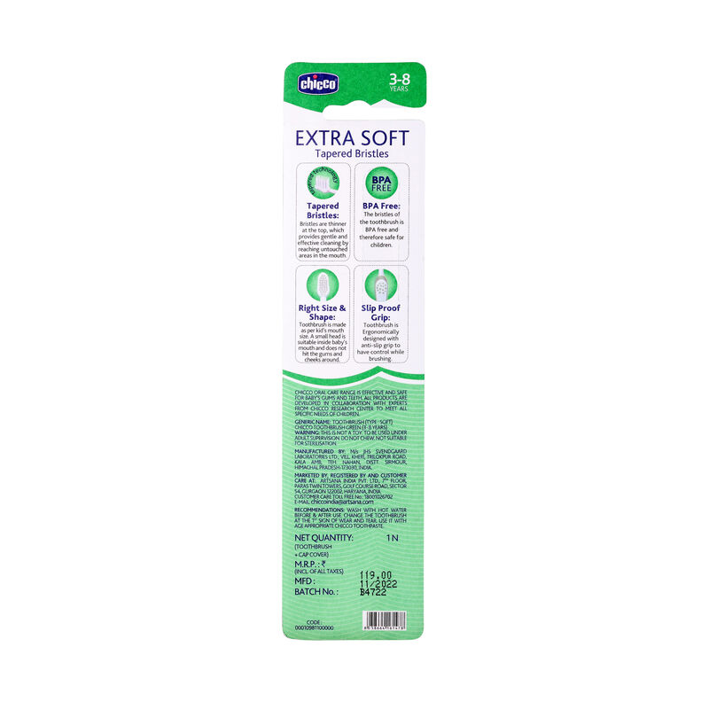 Chicco Toothbrush - Green - 3Y to 8Y