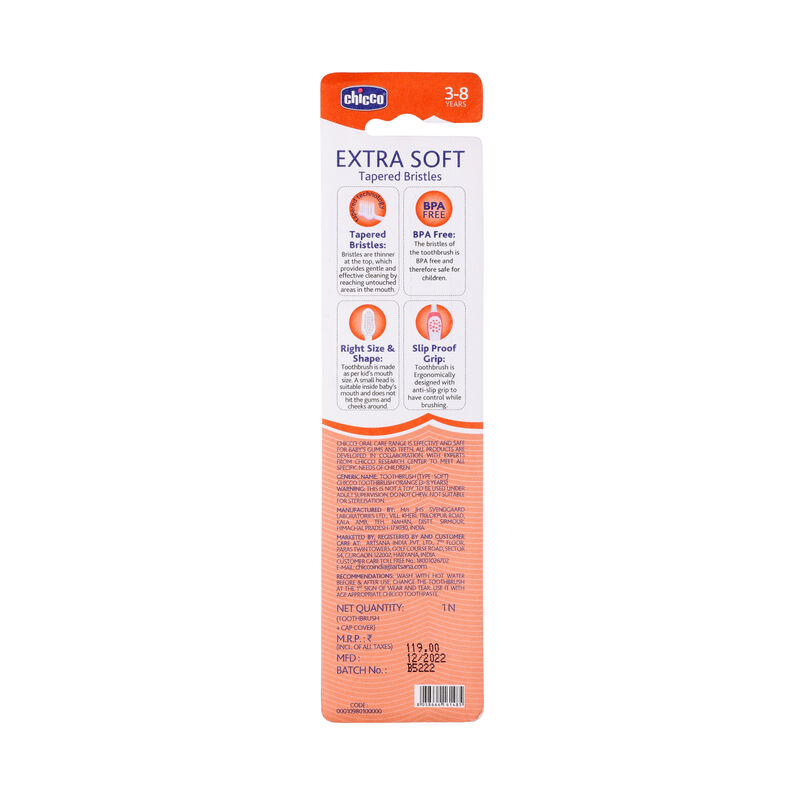Chicco Toothbrush - Orange - 3Y to 8Y