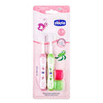 Chicco Toothbrush Set - Pink + Green - 6M to 36M