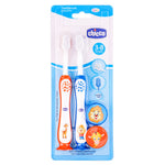 Chicco Toothbrush Set - Blue + Orange - 3Y to 8Y