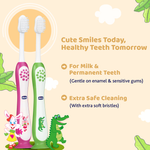 Chicco Toothbrush Set - Blue + Orange - 3Y to 8Y