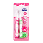 Chicco Toothbrush Set - Pink + Green - 3Y to 8Y