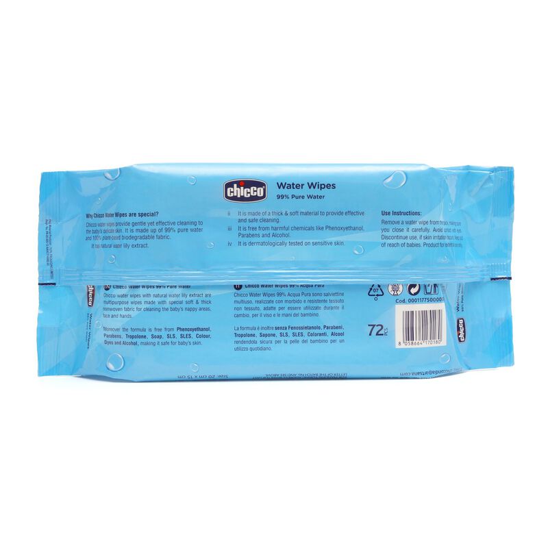 Chicco Water Wipes - 99% Pure Water 72 Pcs