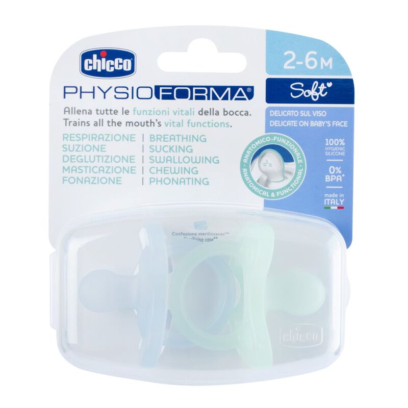 Chicco PhysioForma Soother Soft Blue (2-6 Months) (2 Pcs)
