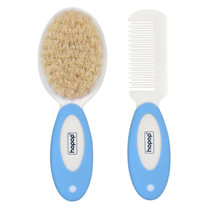 Hopop Baby Hair Brush & Comb Set - Blue