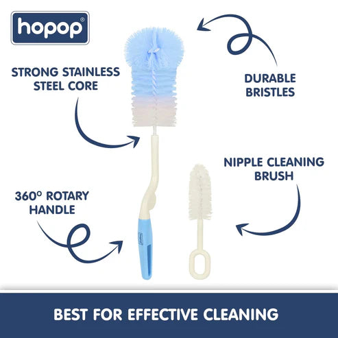 Hopop Bottle & Nipple Cleaning Brush - Blue