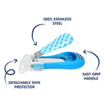 Hopop Nail Clipper With Skin Guard - Blue Check