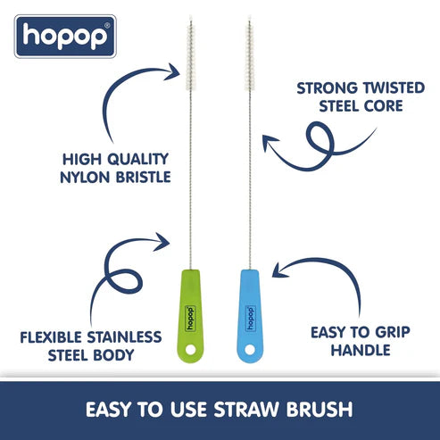 Hopop Easy Straw Cleaning Brush - Blue & Green
