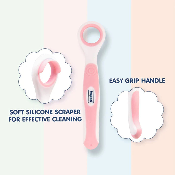 Hopop Baby Tongue Cleaner With Rounded Edges - Pink