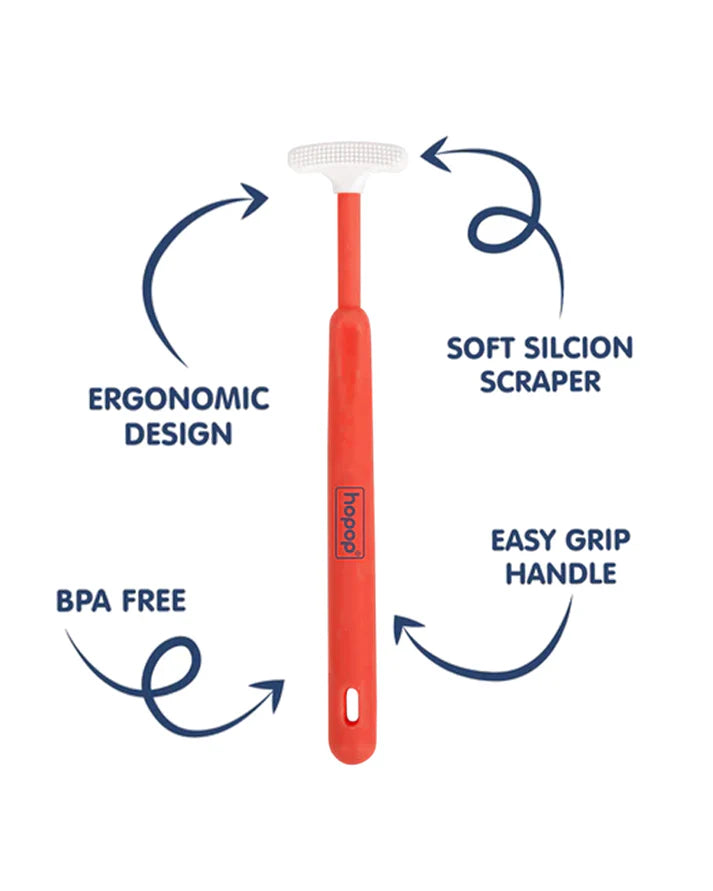 Hopop Baby Tongue Cleaner Ergonomic Design - Red