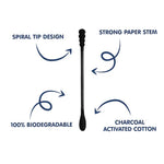 Hopop Cotton Buds Infused With Black Charcoal