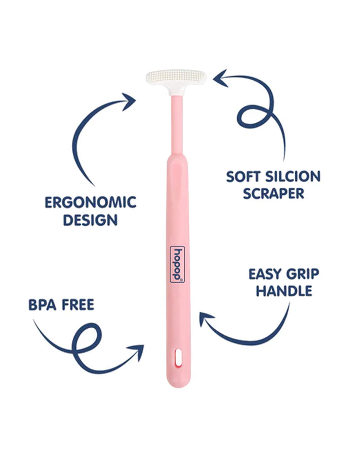Hopop Baby Tongue Cleaner Ergonomic Design - Pink