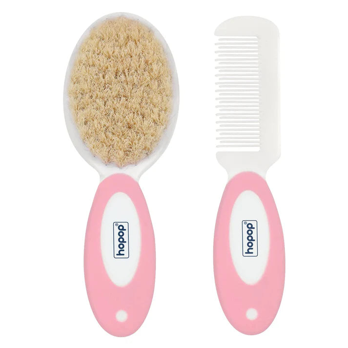 Hopop Baby Hair Brush & Comb Set - Pink