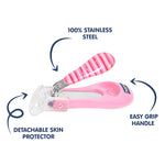 Hopop Nail Clipper With Skin Guard - Pink Stripe