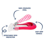 Hopop Nail Clipper With Skin Guard - Magenta Stripe