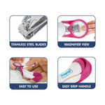 Hopop Nail Clipper With Magnifying Zoom Lens - Pink