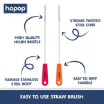 Hopop Easy Straw Cleaning Brush - Pink & Orange