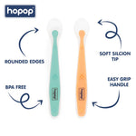 Hopop Soft Tip Silicone Feeding Spoons - Green & Orange
