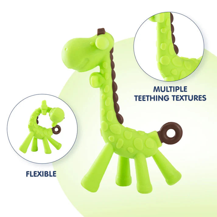 Hopop Food Grade Silicone Giraffe Teether - Green