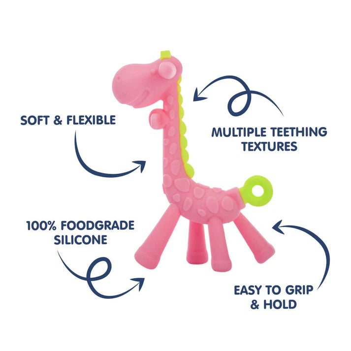 Hopop Food Grade Silicone Giraffe Teether - Pink