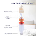 Hopop Soft Squeezy Silicone Food Feeder - 90 ml - Orange