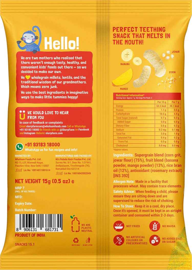 Slurrp farm Mango & Banana Flavour puffs