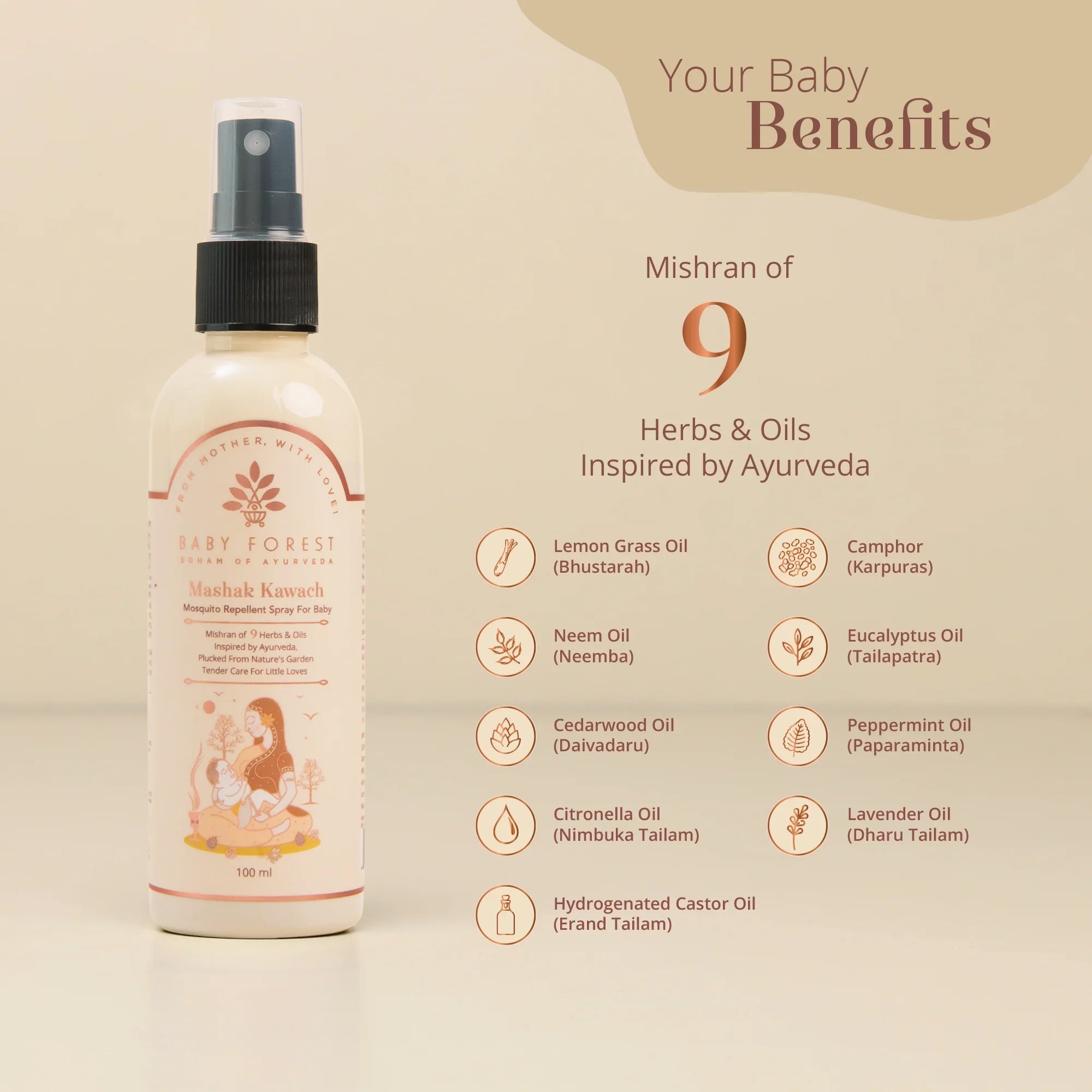 Baby Forest Mashak Kawach Baby Mosquito Repellent Spray - 100ml