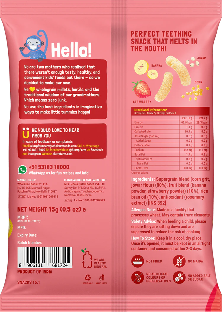 Slurrp Farm Strawberry Flavour Puffs