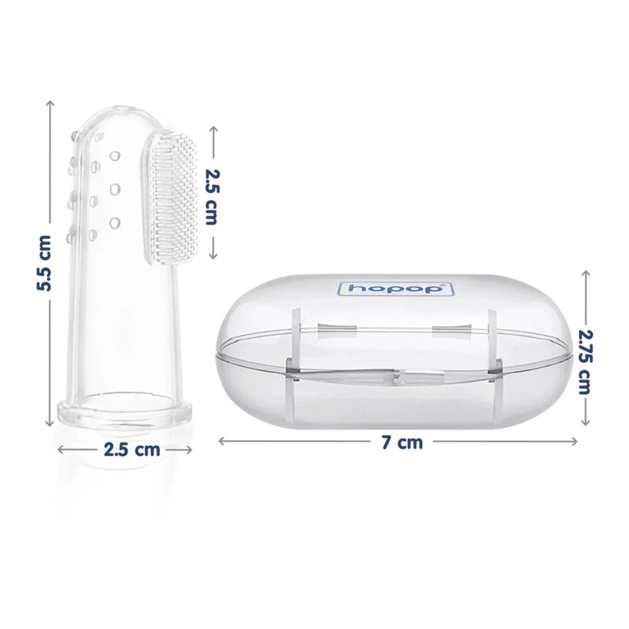 Hopop Baby Finger Brush With Case - White