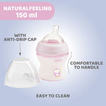 Chicco Natural Feeling Feeding Bottle (150ml, Slow) (Pink)