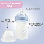 Chicco Natural Feeling Feeding Bottle (330ml, Slow) (Blue)