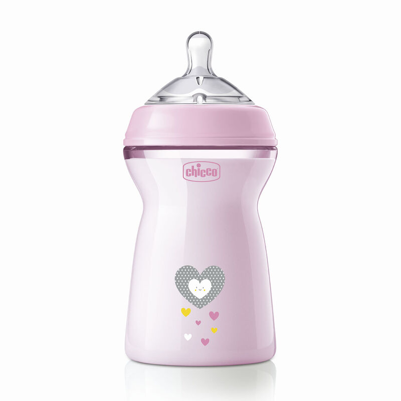 Chicco Natural Feeling Feeding Bottle (330ml, Slow) (Pink)