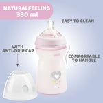 Chicco Natural Feeling Feeding Bottle (330ml, Slow) (Pink)