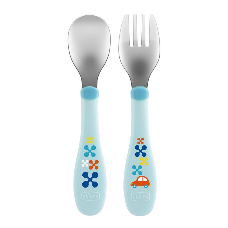 Chicco Metal Cutlery (18m+) (Blue)