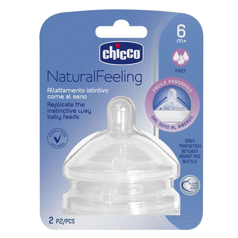 Chicco Natural Feeling Teat (6m+, Fast) (2 Pcs)