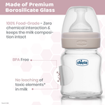 Chicco Well-Being Glass Feeding Bottle (120ml, Slow Flow) (Neutral)