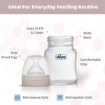 Chicco Well-Being Glass Feeding Bottle (120ml, Slow Flow) (Neutral)