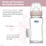 Chicco Well-Being Glass Feeding Bottle (240ml, Medium Flow) (Neutral)