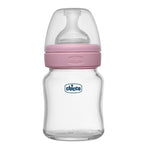 Chicco Well-Being Glass Feeding Bottle (120ml, Slow Flow) (Pink)